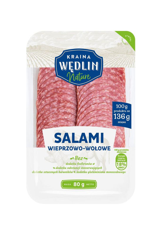 Kraina Wędlin Nature Salami plastry 80 g. /szt.
