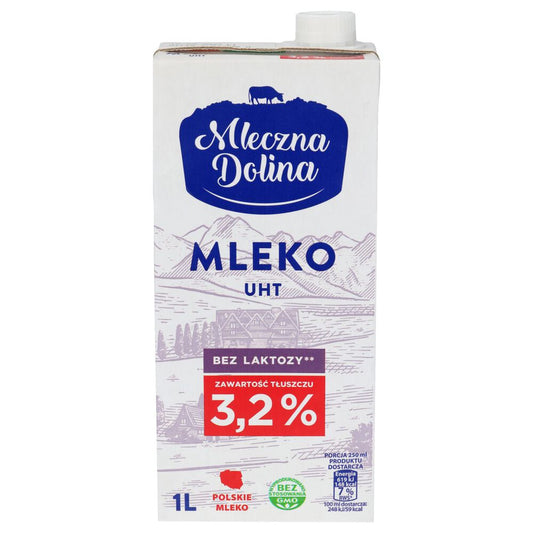 Mleczna Dolina Mleko UHT bez laktozy zawartość tłuszczu 3,2 % 1 l. /szt.