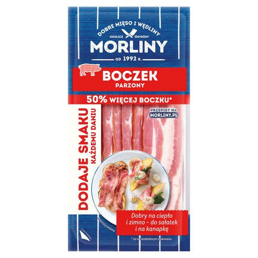 Morliny Boczek wędzony parzony plastry 150 g. /szt.