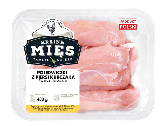 Kraina Mięs Polędwiczki z piersi kurczaka świeże klasa A 400 g. /szt.