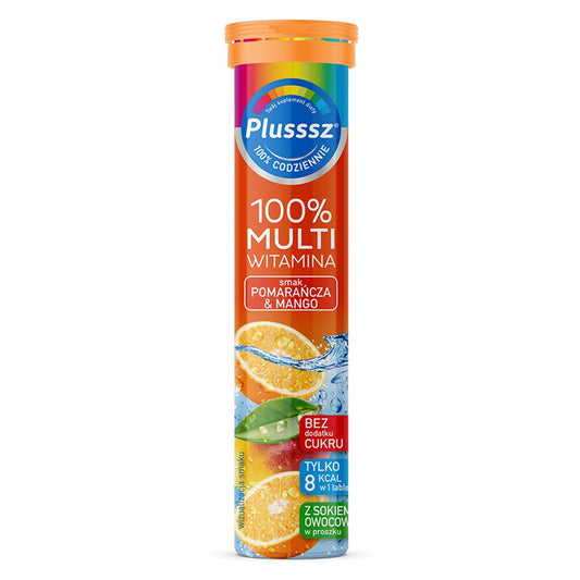 Plusssz Suplement diety 100 % multiwitamina smak pomarańcza & mango (20 x 4 g) 80 g. /opak.