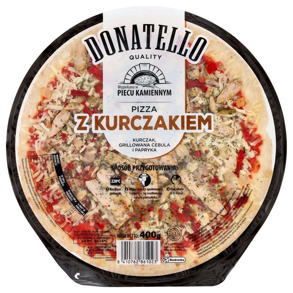 Donatello Pizza z kurczakiem (kurczak, grillowana cebula i papryka) 400 g. /szt.