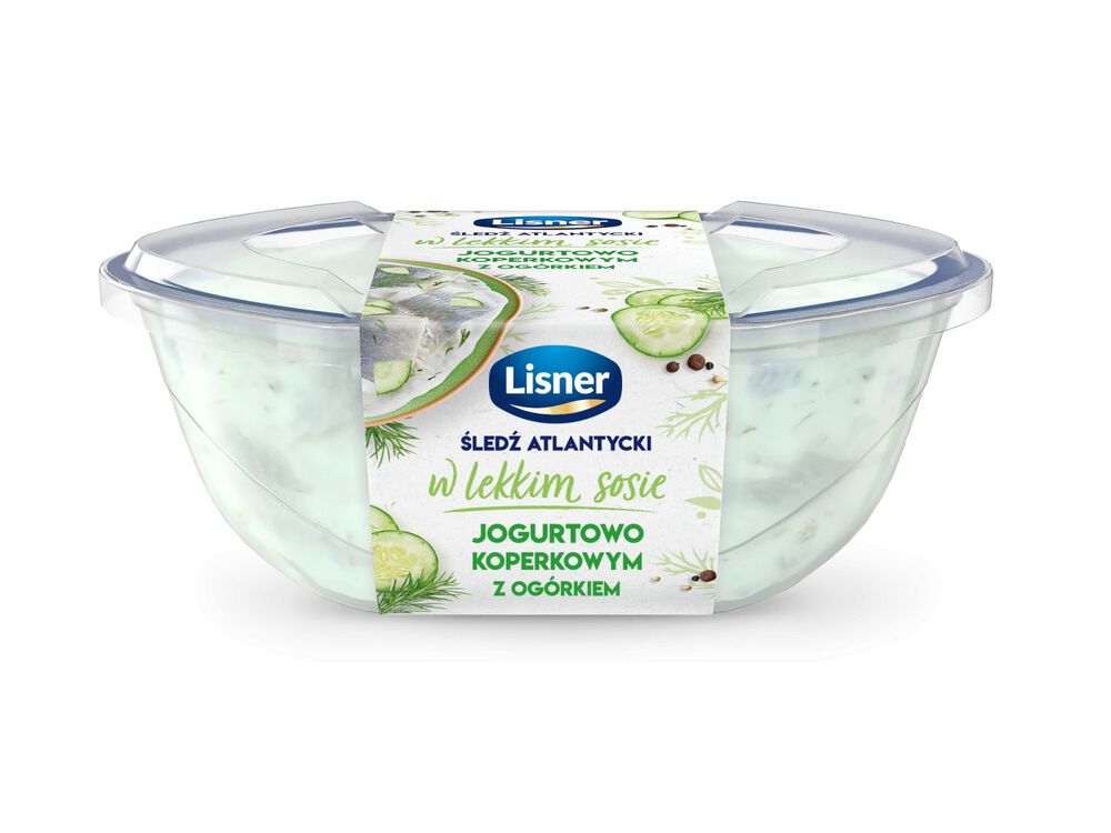 Lisner Śledź atlantycki w lekkim sosie jogurtowo koperkowym z ogórkiem 280 g. /szt.