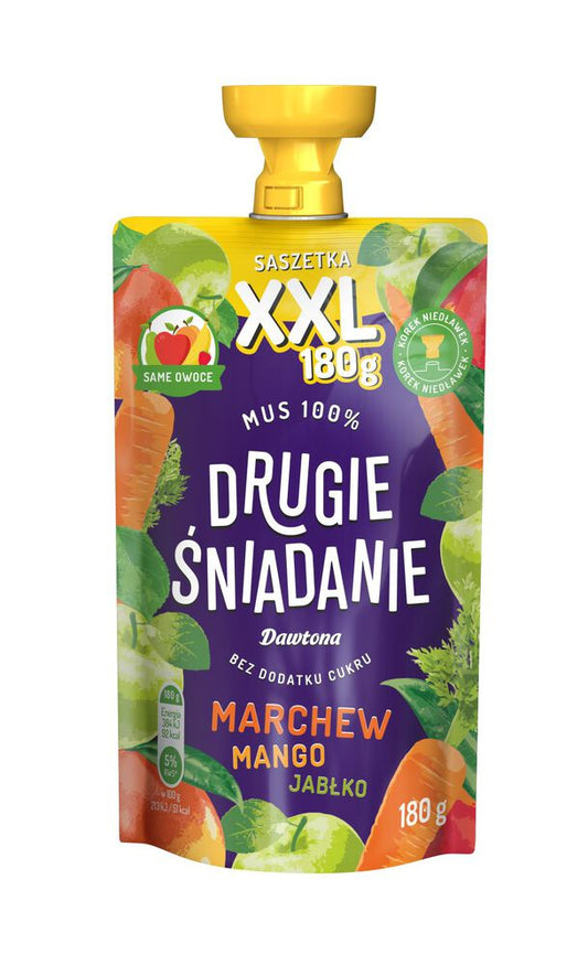 Drugie Śniadanie Mus jabłko-marchew-mango 180 g. /szt.