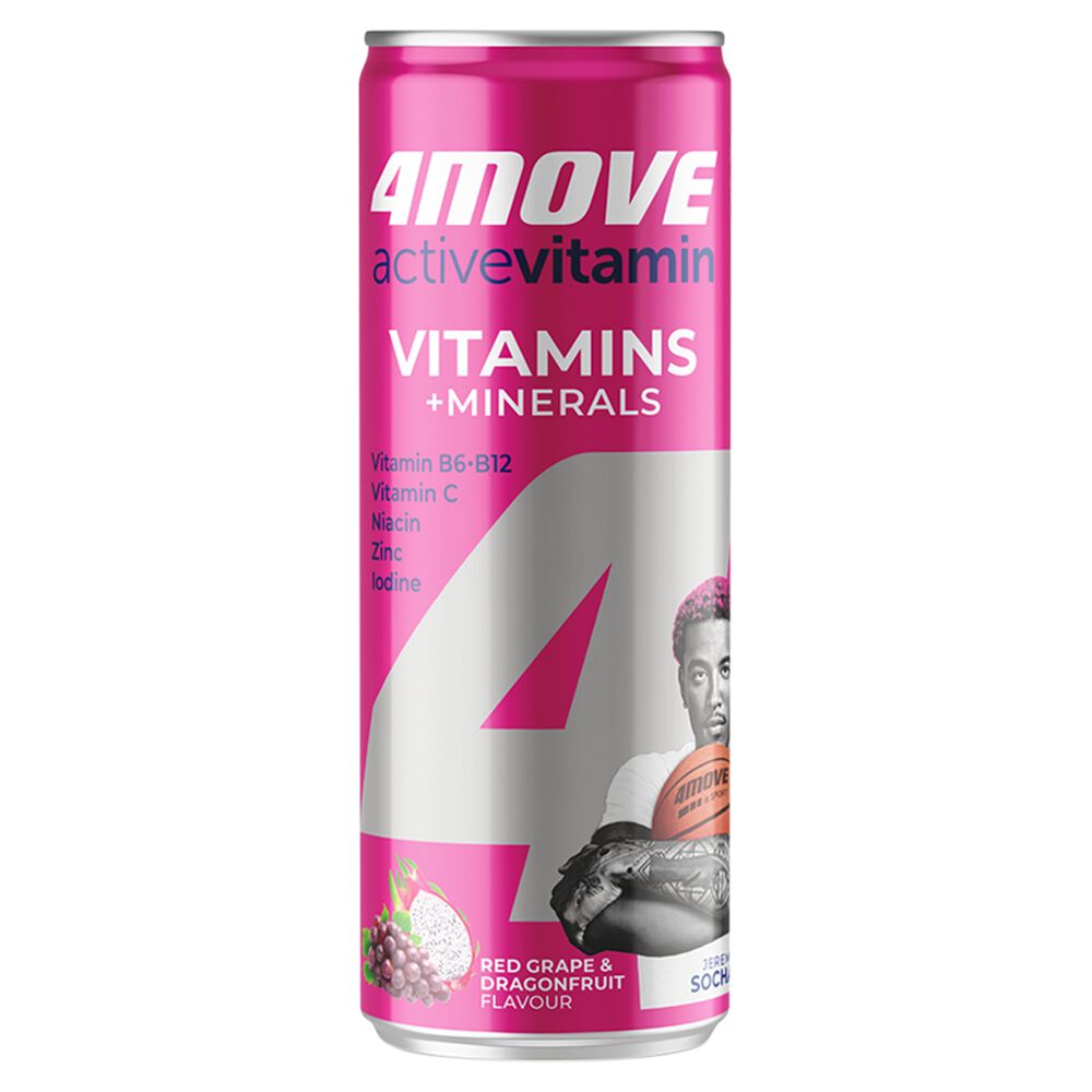 4Move Pasteryzowany gazowany napój o smaku winogrono-dragonfruit Active Vitamin 330 ml. /szt.