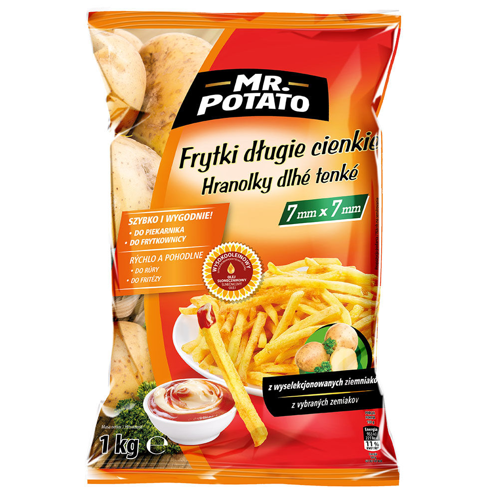 Mr. Potato Frytki Długie Cienkie 7 mm x7 mm 1 kg. /szt.